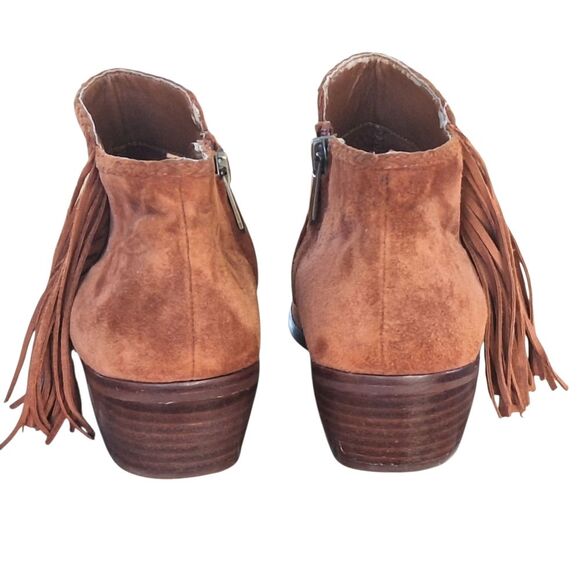 Sam Edelman Paige Suede Booties Fringe Ankle Boots Cinnamon sz 9 Festival Boots - Picture 12 of 16